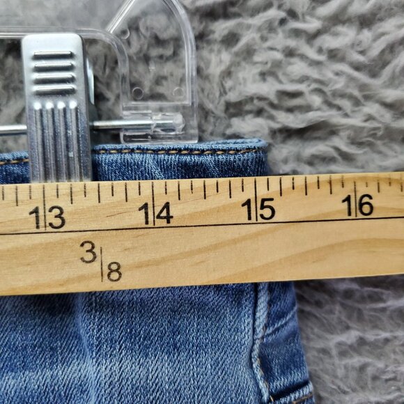 Democracy Jeans Womens 6 Blue Floral Embroidered Stretch Denim Frayed Hem - Picture 6 of 10